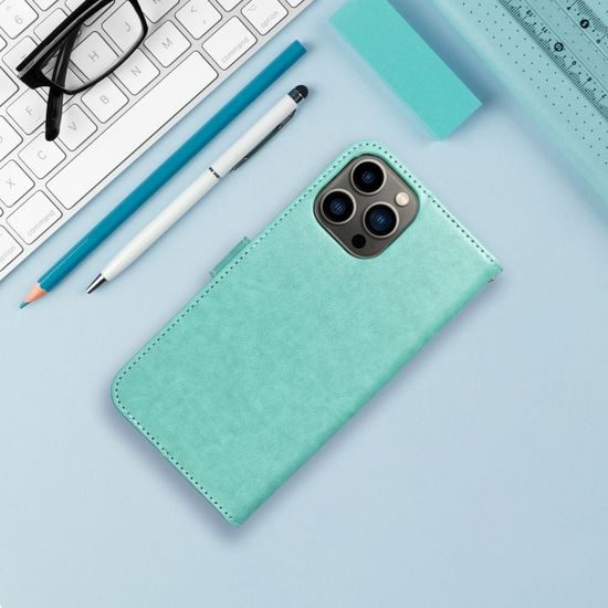 Pouzdro / obal na Apple iPhone 14 zelený - knížkový Forcell MEZZO