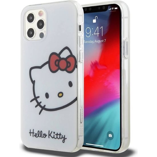 Obal / kryt na Apple iPhone 12 / 12 Pro bílý - Hello Kitty IML Head Logo