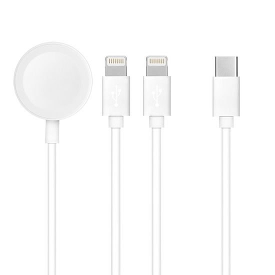 Kabel Typ C 3v1 pro iPhone Lightning 8-pin + iPhone Lightning 8-pin + iWatch 3W 1A bílý