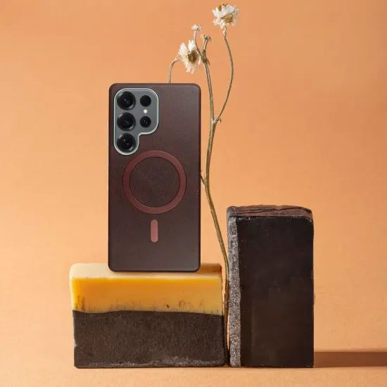 Obal / kryt na Samsung Galaxy A37 hnědý s MagSafe - Gentleman Mag Cover
