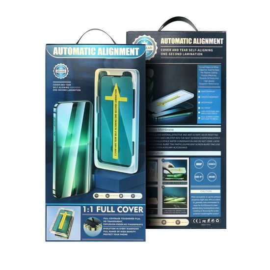 Tvrdené / ochranné sklo Apple iPhone 14 Pro čierne + aplikátor - 5D Full Glue