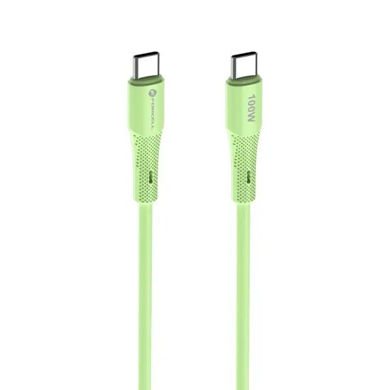 Silikonový kabel USB C to USB C 5A 100W 1m zelený - Forcell