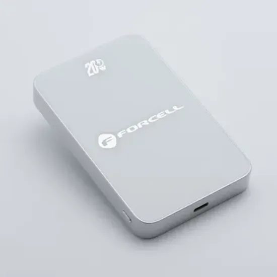 Tenká powerbanka Forcell F-Energy Super Slim F10k8 s MagSafe PD3.0 QC4.0 15W 10000mAh - bílá