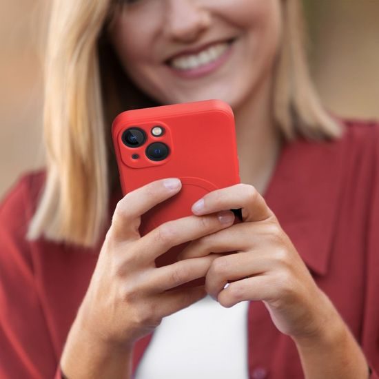 Obal / kryt na Apple iPhone 14 PRO červený - Silicone Mag Cover