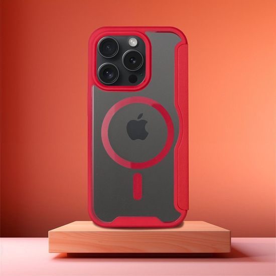 Pouzdro / obal na Apple iPhone 16 Pro Max MagSafe červený - knížkový Smart Mag