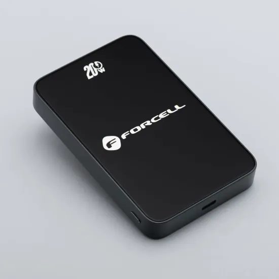 Tenká powerbanka Forcell F-Energy Super Slim F10k8 s MagSafe PD3.0 QC4.0 15W 10000mAh - černá
