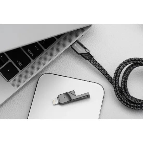 Kabel 4v1 USB C / USB A do USB C / Lightning Forcell F-Energy QC PD 3A 60W 1 m C241 chrom