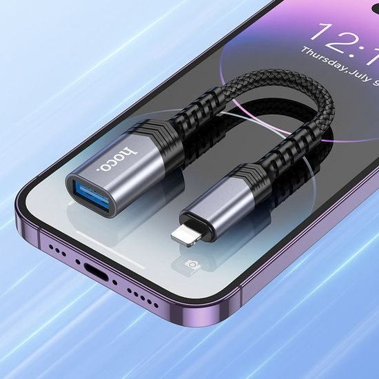 Adaptér Lightning (samec) / USB-A (samice) černý - HOCO