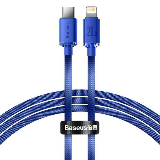 Nabíjecí / datový kabel USB-C - Lightning 20W 1,2m modrý - Baseus CAJY000203 Crystal Shine Series