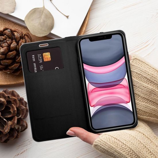 Puzdro / obal pre Apple iPhone 14 Pro čierny - Forcell LUNA Book Carbon