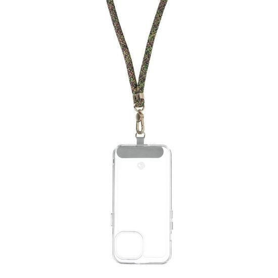 Přívěšek k telefonu na krk s nastavitelnou délkou 165 cm šedo-zeleno-růžový - SWING