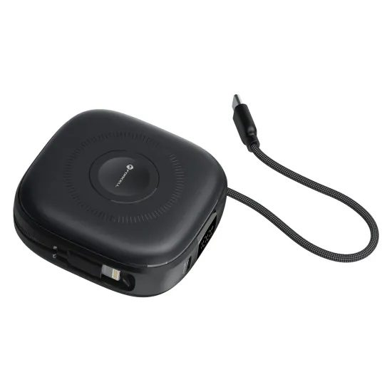 Powerbanka MagSafe PD3.1 QC3.0 3A 22,5W 10000 mAh, vysouvací kabel černá - FORCELL