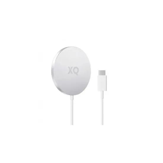 Bezdrátová nabíječka aluminium XQISIT 15W compatible with MagSafe with cable USB C white