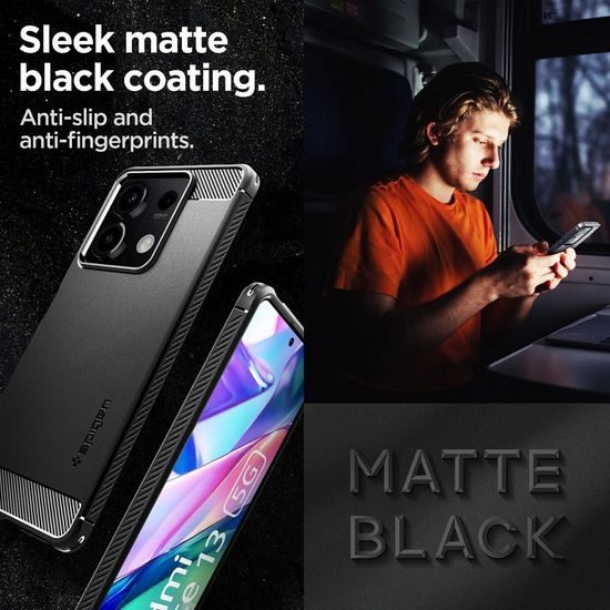 Obal / kryt na Xiaomi Redmi NOTE 13 5G čierny - SPIGEN Rugged Armor Case