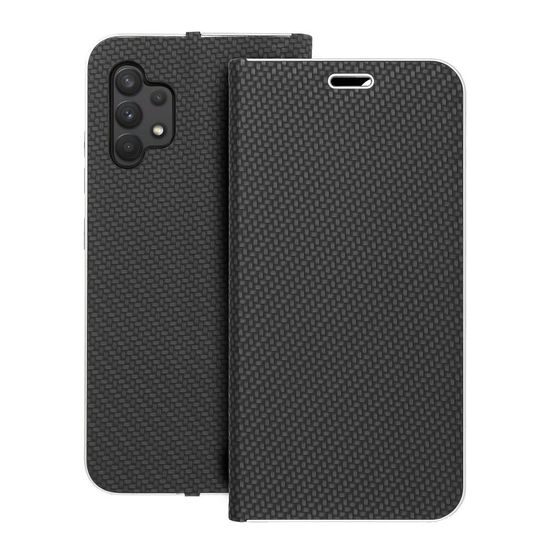Puzdro / obal pre Samsung Galaxy A32 LTE čierne - kniha Forcell LUNA Carbon