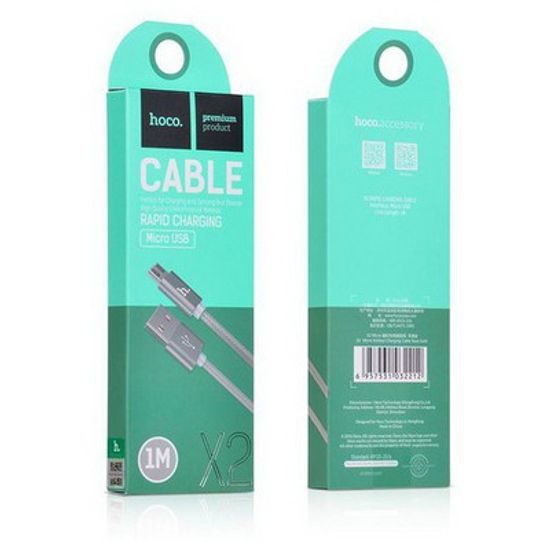 HOCO USB kábel - pletený X2 micro USB 1M sivý