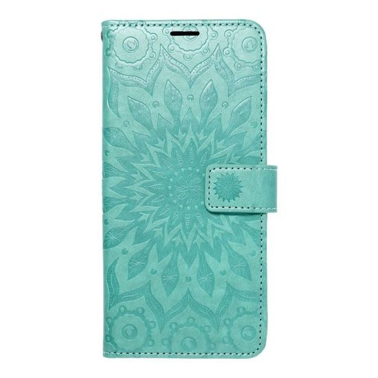 Puzdro / obal na Samsung Galaxy A22 5G zelené mandala - kniha Forcell MEZZO