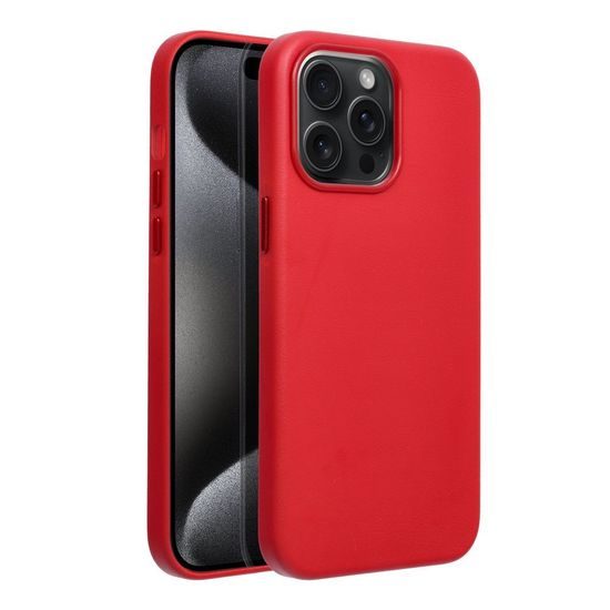 Obal / kryt na Apple iPhone 15 PRO MAX červený - Leather Mag Cover