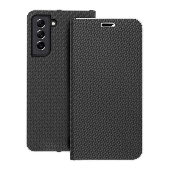 Puzdro / obal pre Samsung Galaxy S21 čierne - kniha Luna Carbon