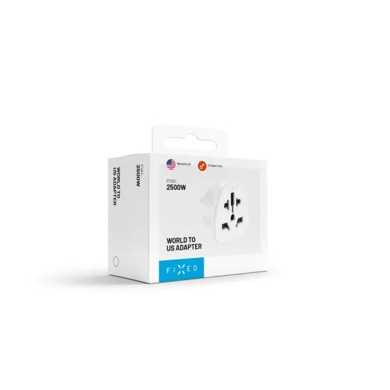Adaptér FIXED pro zapojení EU, UK, US, AUS nabíječek do USA zásuvek, bílý
