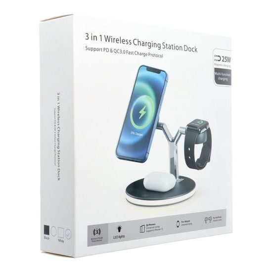 Bezdrátová nabíječka 3 v 1 25W s podporou MagSafe bílá