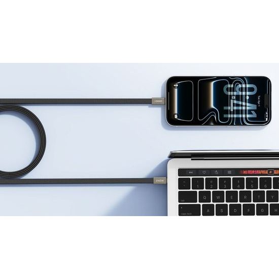 Plochý kabel USB-C na USB-C VEGER PD 5 A 240 W CC2-MTB 1,5 m černý