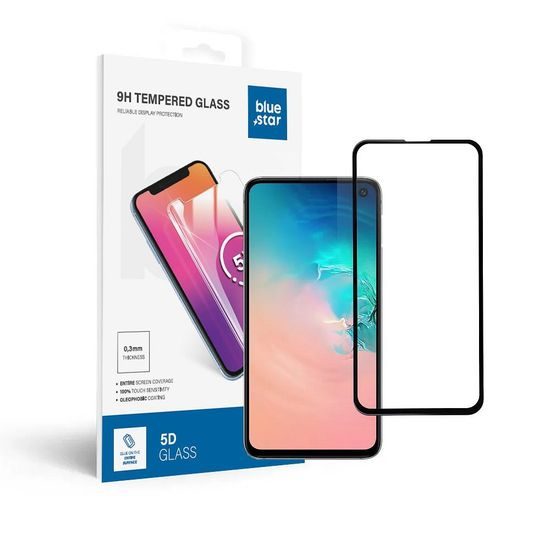 Tvrdené / ochranné sklo Samsung Galaxy S10e Full Face (plné lepidlo/malá veľkosť) - čierne 5D Blue Star