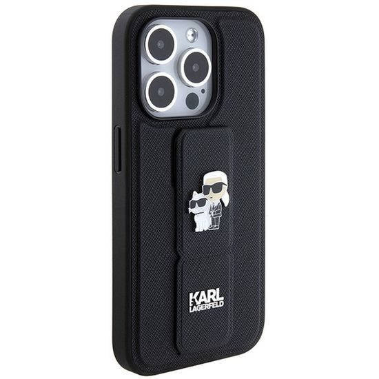 Obal / kryt na Apple iPhone 14 Pro černý - KARL LAGERFELD Gripstand Saffiano KC PIN