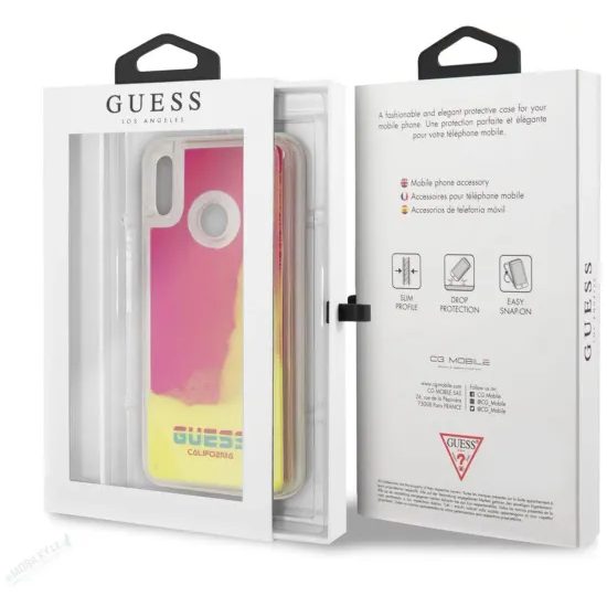 Obal / kryt na Huawei P Smart 2019 ružový Guess Califonia Glow in the Dark TPU