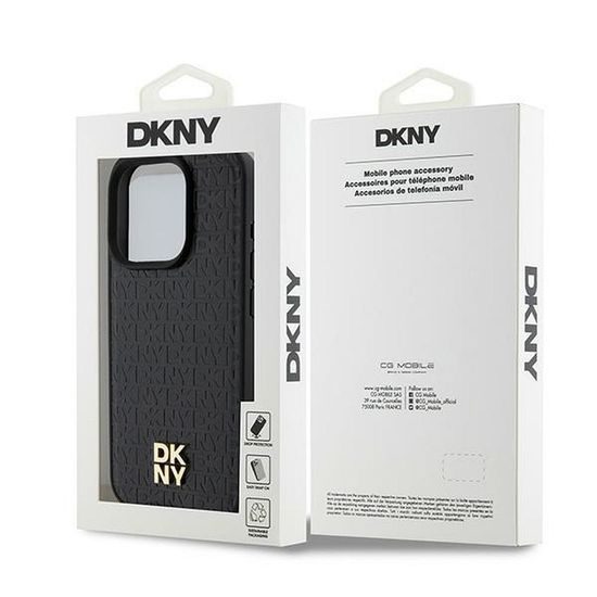 Obal / kryt na Apple iPhone 15 Pro černý - DKNY PU Leather Grid Pattern