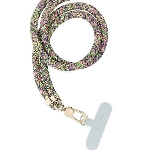 Přívěšek k telefonu na krk s nastavitelnou délkou 165 cm šedo-zeleno-růžový - SWING