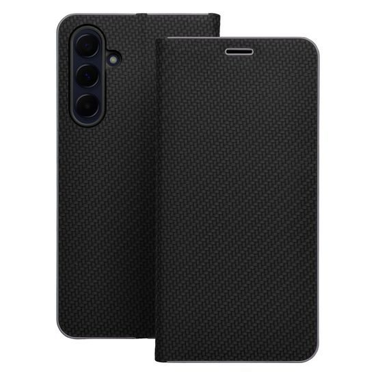 Puzdro / obal pre Huawei Y6 2019 čierny - kniha LUNA CARBON
