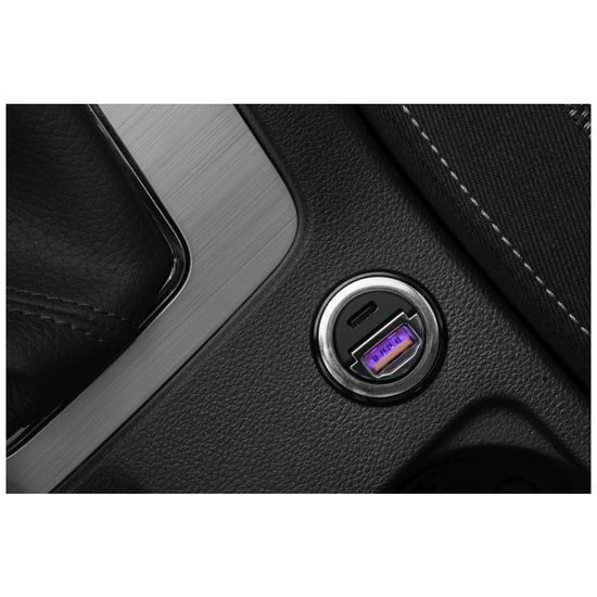 Autonabíječka Fixed s USB-C a USB-A výstupem, 30W, černá