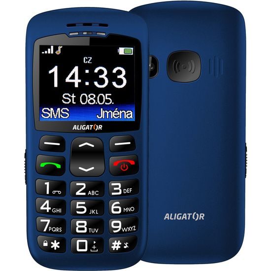 Aligator A670 Senior modrý + nabíjecí stojánek CZ