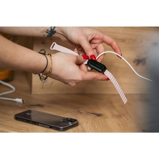 Řemínek na Xiaomi Mi Band 8 růžovo - šedý vroubkovaný FORCELL