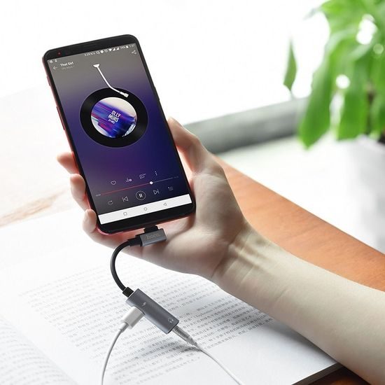 Adaptér AUX 2in1 Type C to Jack 3,5 mm / Type C LS19 černý - HOCO