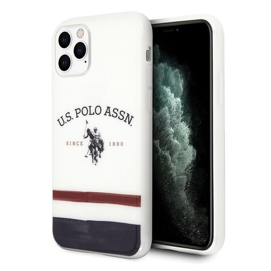 Obal / kryt na Apple iPhone 11 Pro Max biely - Originálne puzdro s čelným krytom US POLO