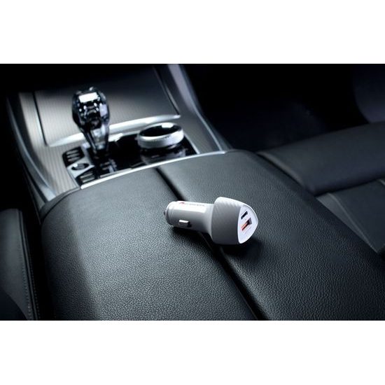 Nabíjačka do auta typ C 3.0 PD20W + USB QC3.0 18W 5A biela (spolu 38W) - FORCELL CARBON