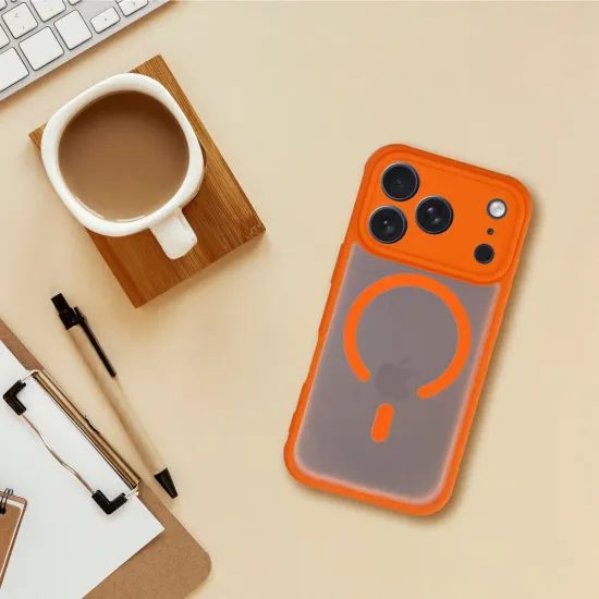 Obal / kryt na Samsung Galaxy A57 oranžový s MagSafe - FULL MATTE MAG COVER