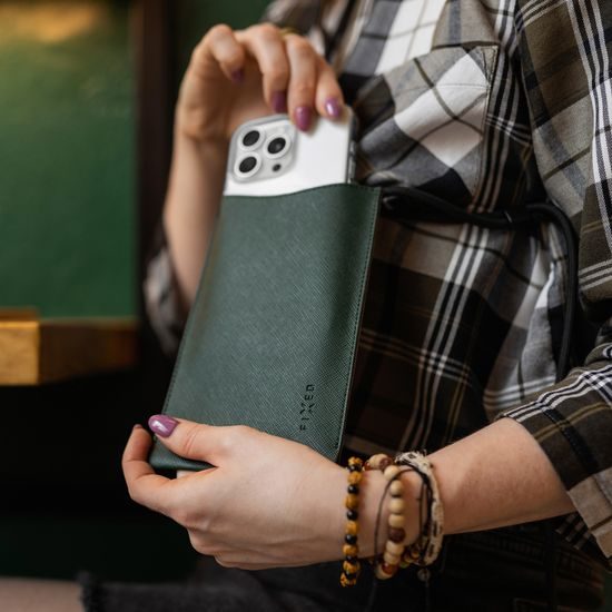 Pouzdro / obal na mobilní telefony do 7" se šnůrkou přes rameno šedé Fixed - Zasouvací Verona