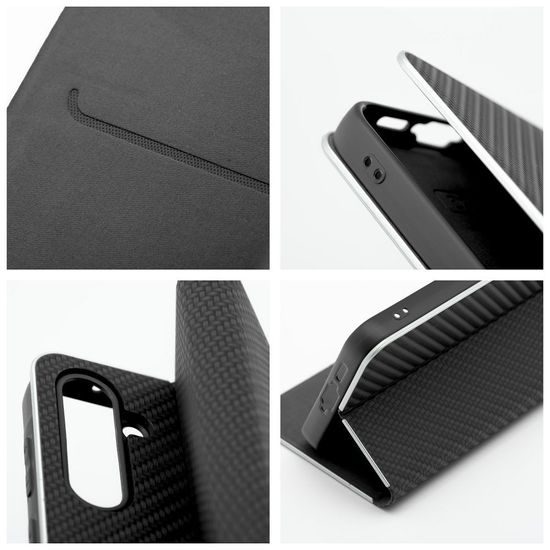 Pouzdro / obal na Samsung Galaxy A13 4G černý carbon - knížkové Forcell LUNA Carbon