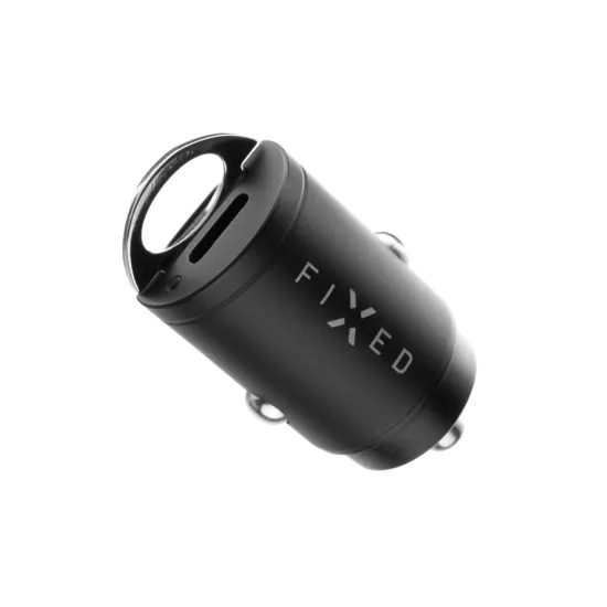 Autonabíječka 2xUSB-C výstupem v miniaturním provedení, podpora PD, 30W, černá - FIXED