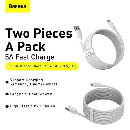 Kabel USB typu C, 2,4A , TZCALZJ-02, 1,5m, bílý - Baseus