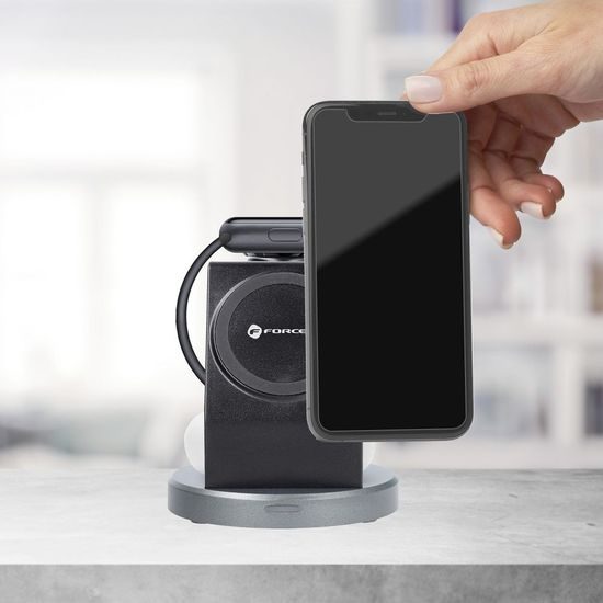 Stojánek s bezdrátovým nabíjením 3v1 15W černy - FORCELL MagSafe