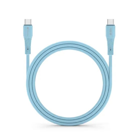 Silikonový kabel USB C to USB C 5A 100W 1m modrý - Forcell