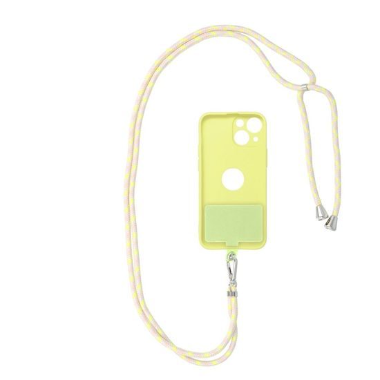 Prívesok na telefón SWING s nastaviteľnou dĺžkou / dĺžka šnúry 165 cm (max. 82,5 cm v slučke) / na rameno alebo krk - sivo-žltá