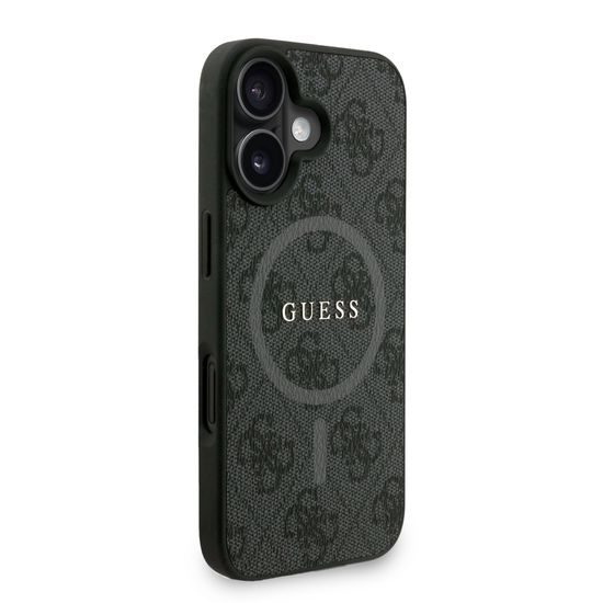 Obal / kryt na Apple iPhone 16 černý - Guess 4G Strap MagSafe