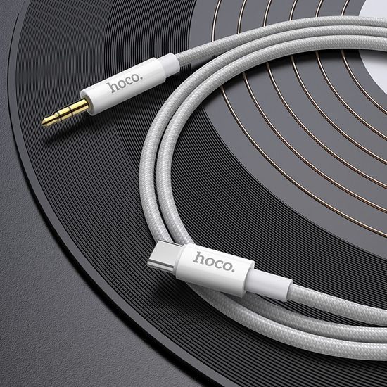 Kabel AUX Audio Jack 3,5mm / Type C UPA19 1m stříbrný - HOCO