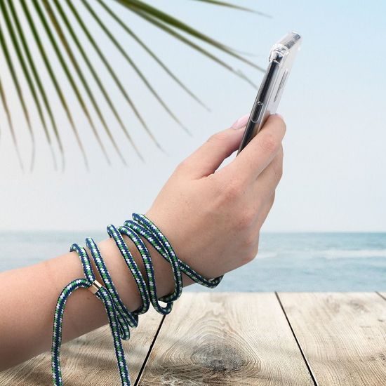 Obal / kryt pre Samsung Galaxy A22 4G (LTE) priehľadný so zelenou šnúrkou - Forcell Cord