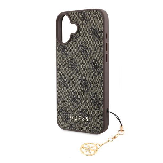 Obal / kryt na Apple iPhone 16 hnědý - Guess 4G Charm